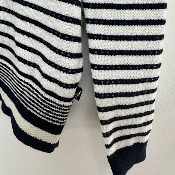Nautica Women's Long Sleeve Striped Johnny Collar Pointelle Stitch. Size Large - Picture 5 of 10
